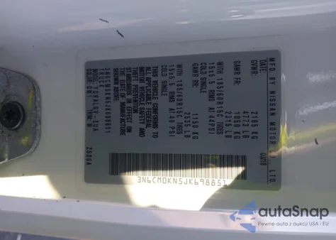 2018 Nissan Nv200 Sv from USA, damaged, VIN 3N6CM0KN5JK698851